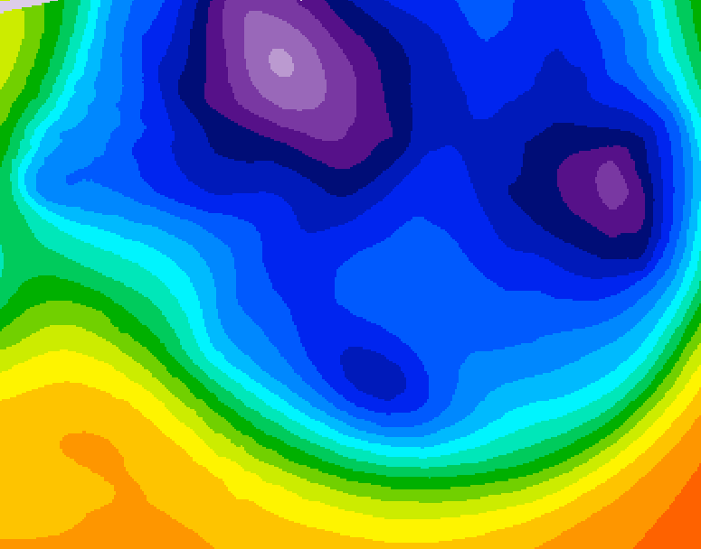 GDPS 500 millibar geopotential height 018 hour forecast chart for Canada based on 2025/12/12 1200Z data