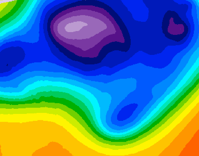 GDPS 500 millibar geopotential height 042 hour forecast chart for Canada based on 2025/12/12 1200Z data