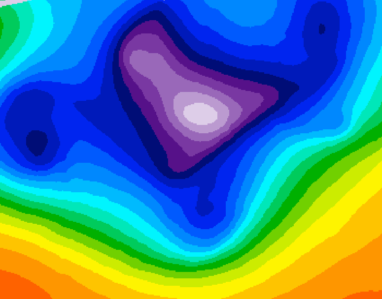 GDPS 500 millibar geopotential height 150 hour forecast chart for Canada based on 2025/12/12 1200Z data