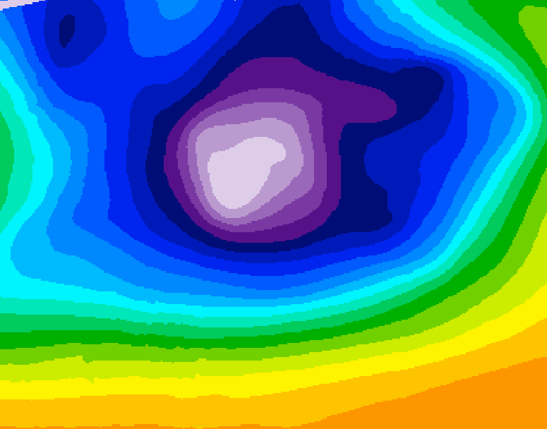 GDPS 500 millibar geopotential height 222 hour forecast chart for Canada based on 2025/12/12 1200Z data