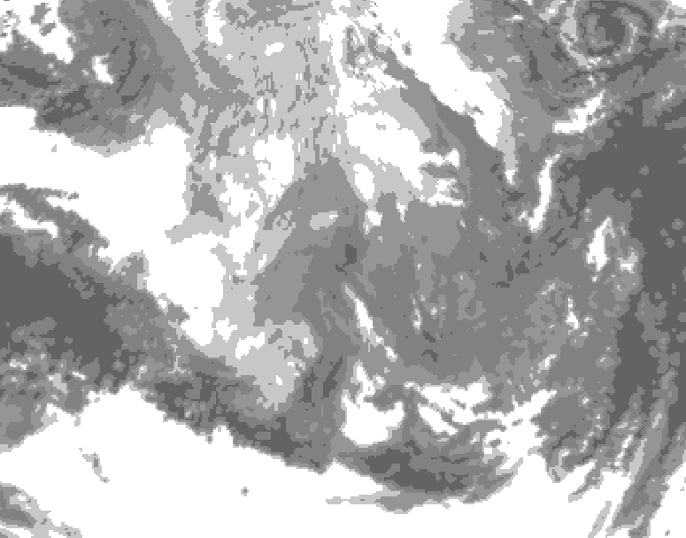 GDPS total cloud 006 hour forecast chart for Canada based on 2025/12/12 0000Z data