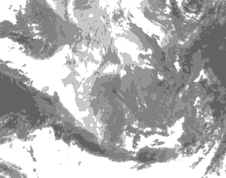 GDPS total cloud 012 hour forecast chart for Canada based on 2025/12/12 0000Z data