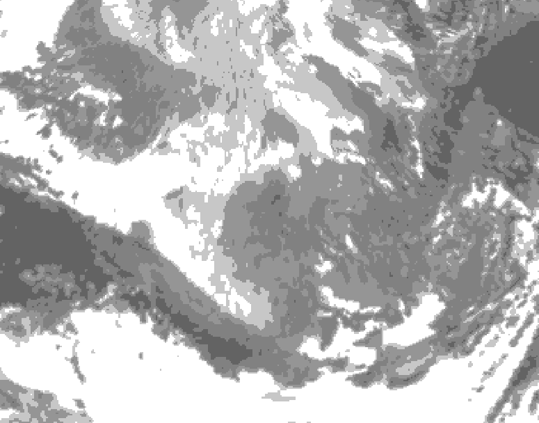 GDPS total cloud 018 hour forecast chart for Canada based on 2025/12/12 0000Z data