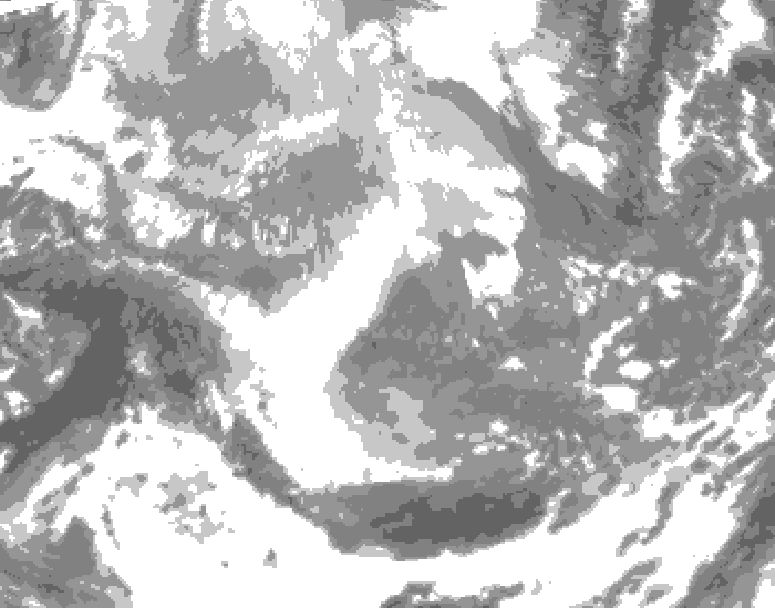 GDPS total cloud 042 hour forecast chart for Canada based on 2025/12/12 0000Z data