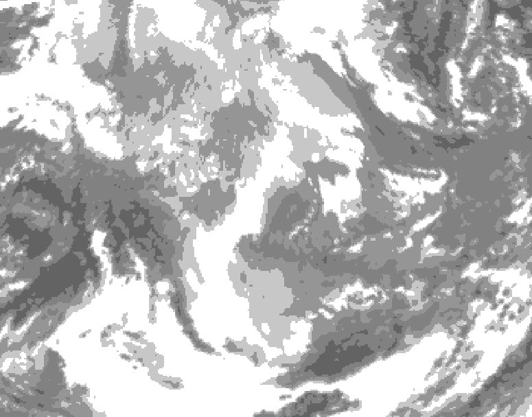 GDPS total cloud 048 hour forecast chart for Canada based on 2025/12/12 0000Z data