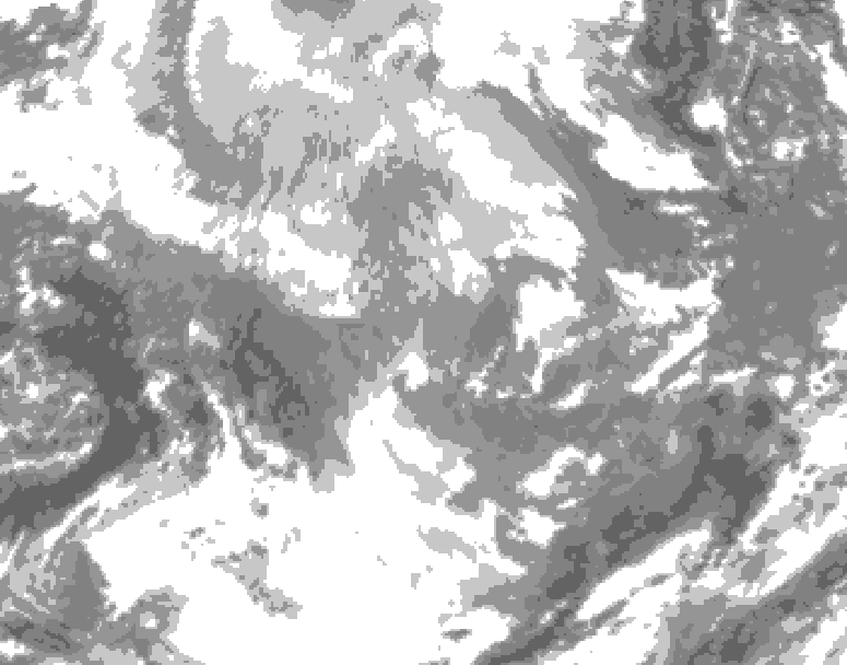 GDPS total cloud 054 hour forecast chart for Canada based on 2025/12/12 0000Z data