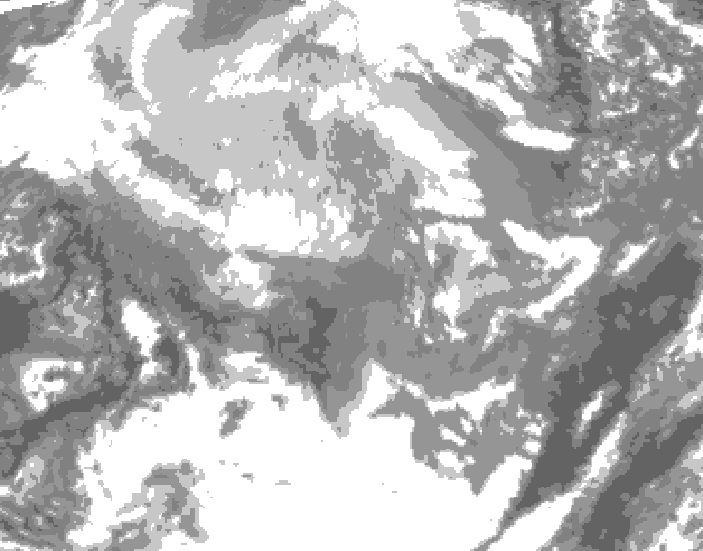 GDPS total cloud 066 hour forecast chart for Canada based on 2025/12/12 0000Z data