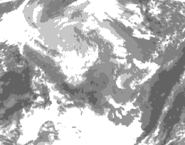 GDPS total cloud 072 hour forecast chart for Canada based on 2025/12/12 0000Z data