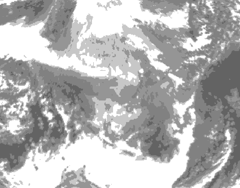 GDPS total cloud 090 hour forecast chart for Canada based on 2025/12/12 0000Z data