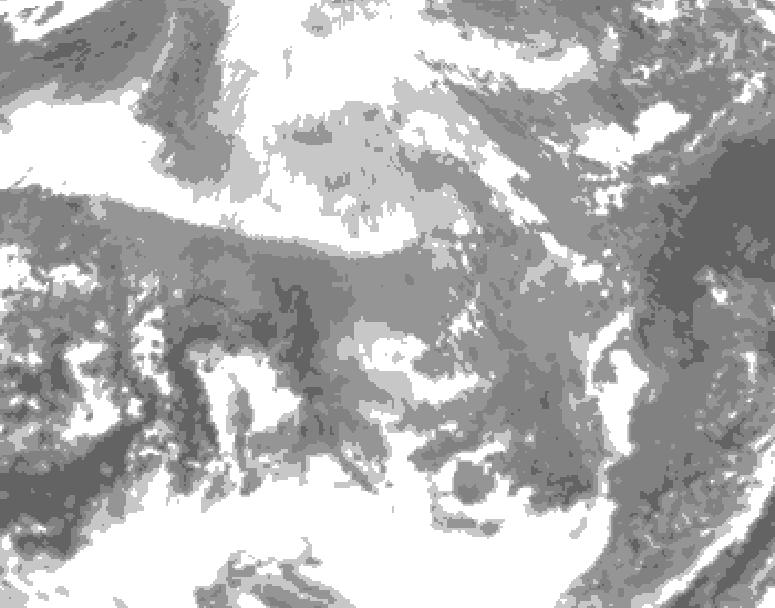 GDPS total cloud 096 hour forecast chart for Canada based on 2025/12/12 0000Z data