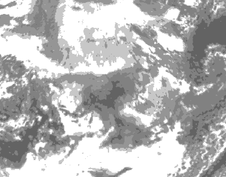 GDPS total cloud 108 hour forecast chart for Canada based on 2025/12/12 0000Z data