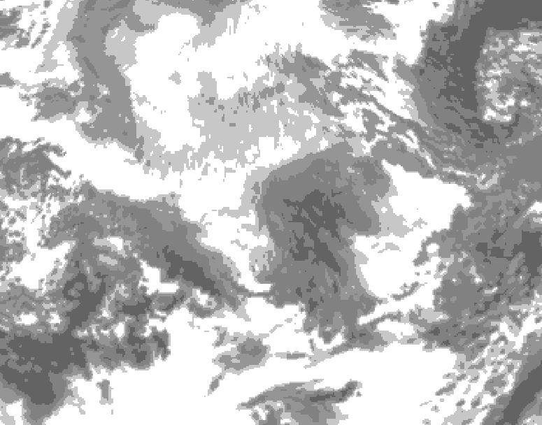 GDPS total cloud 120 hour forecast chart for Canada based on 2025/12/12 0000Z data