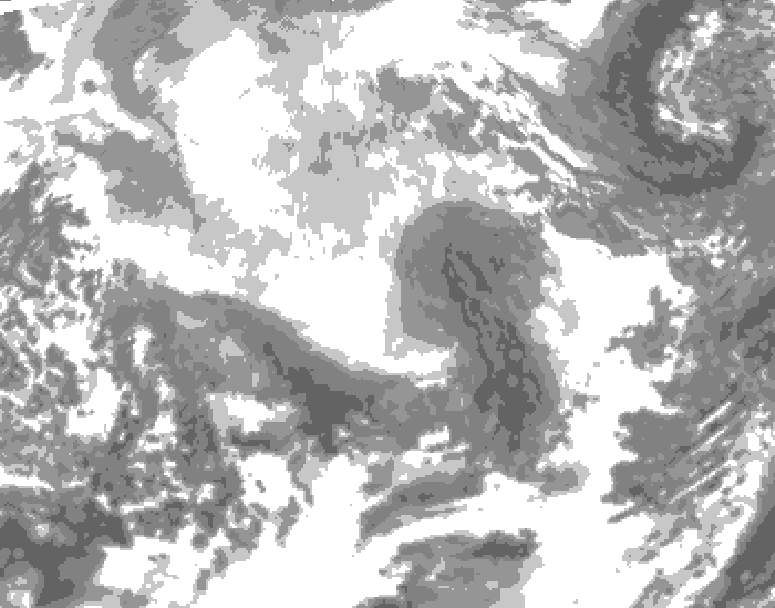 GDPS total cloud 126 hour forecast chart for Canada based on 2025/12/12 0000Z data