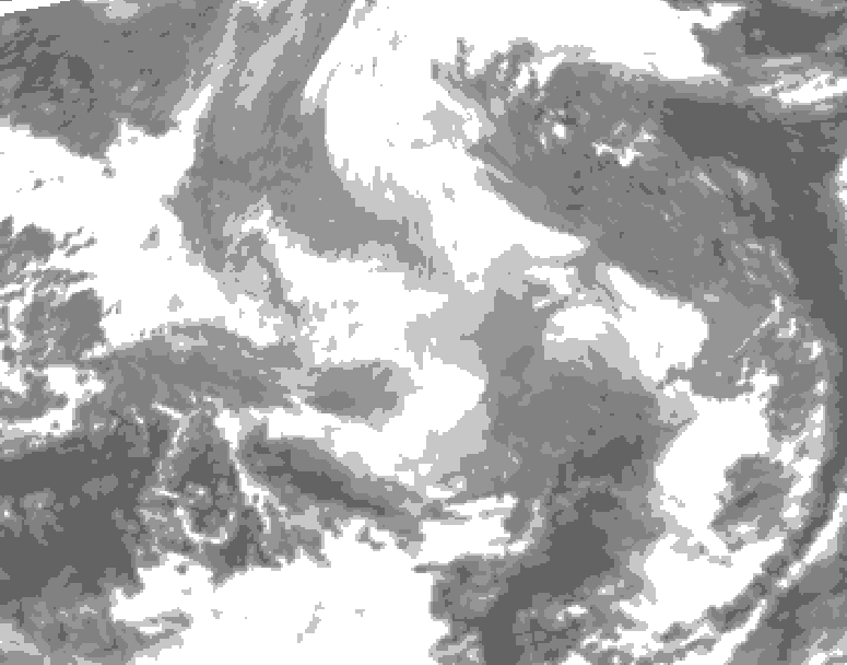 GDPS total cloud 210 hour forecast chart for Canada based on 2025/12/12 0000Z data
