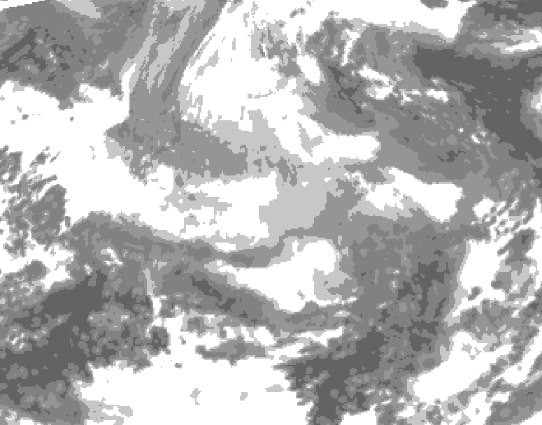 GDPS total cloud 216 hour forecast chart for Canada based on 2025/12/12 0000Z data
