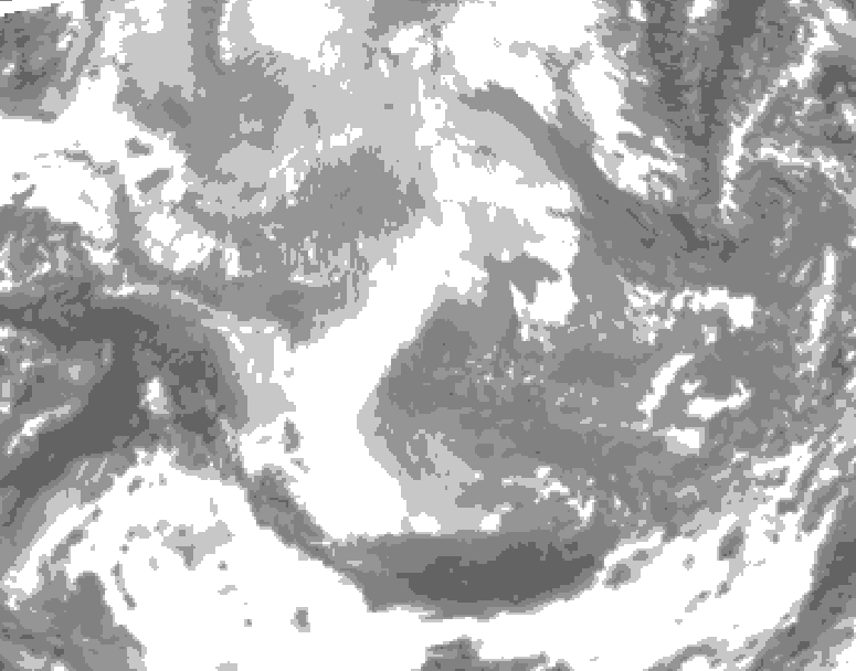 GDPS total cloud 030 hour forecast chart for Canada based on 2025/12/12 1200Z data