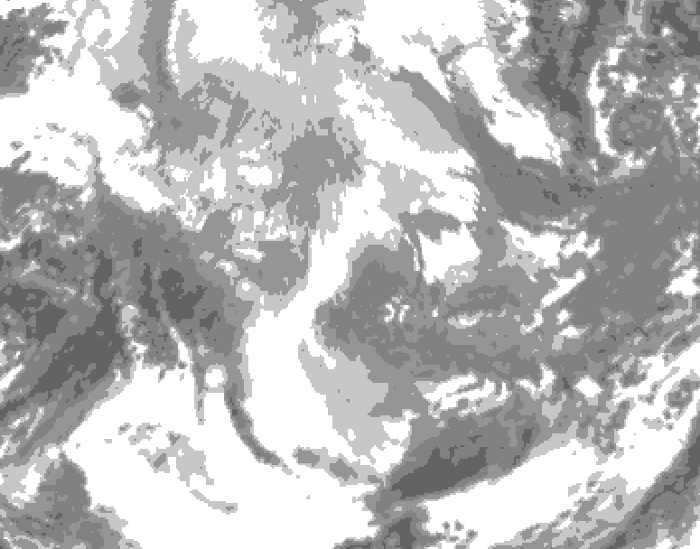 GDPS total cloud 036 hour forecast chart for Canada based on 2025/12/12 1200Z data