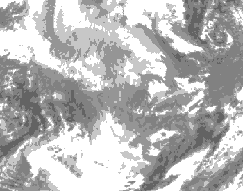 GDPS total cloud 042 hour forecast chart for Canada based on 2025/12/12 1200Z data