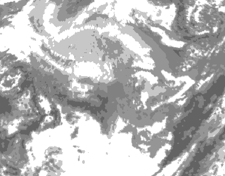 GDPS total cloud 054 hour forecast chart for Canada based on 2025/12/12 1200Z data