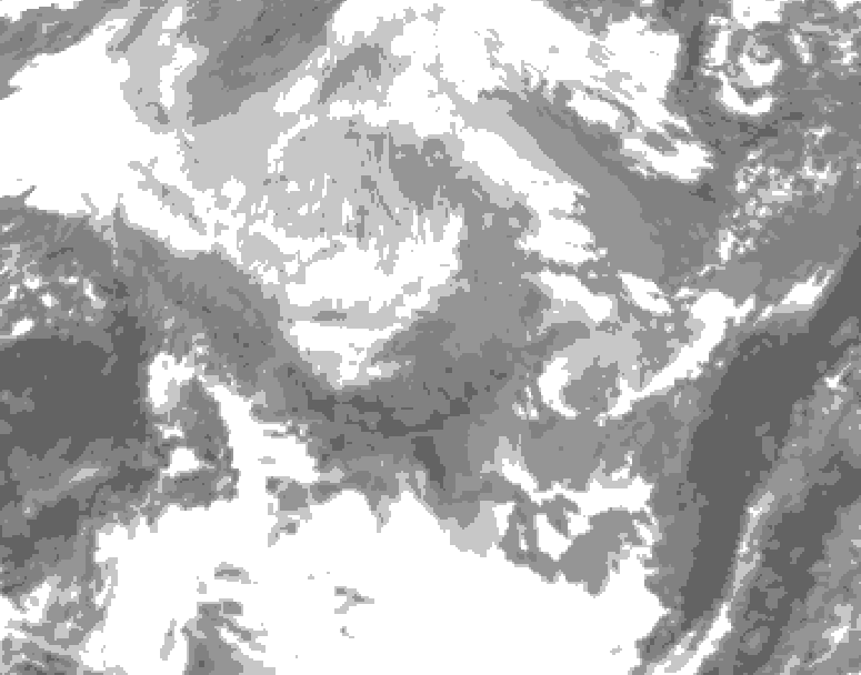 GDPS total cloud 060 hour forecast chart for Canada based on 2025/12/12 1200Z data
