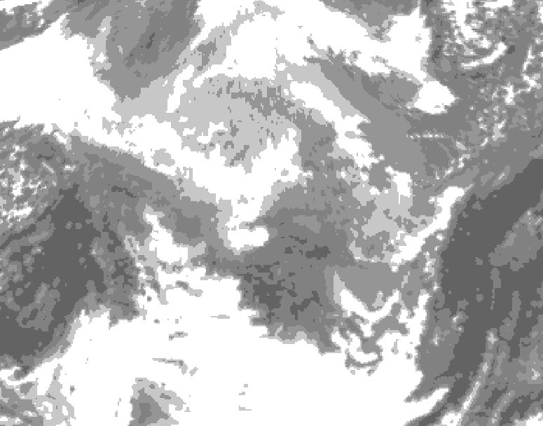 GDPS total cloud 066 hour forecast chart for Canada based on 2025/12/12 1200Z data
