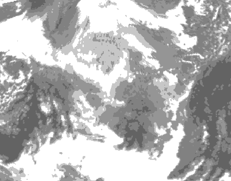 GDPS total cloud 072 hour forecast chart for Canada based on 2025/12/12 1200Z data