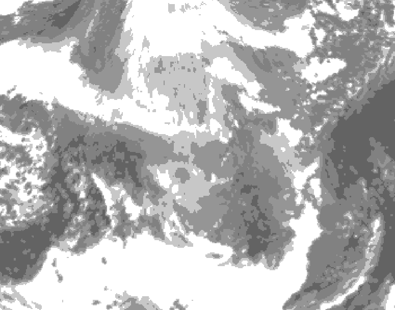 GDPS total cloud 078 hour forecast chart for Canada based on 2025/12/12 1200Z data