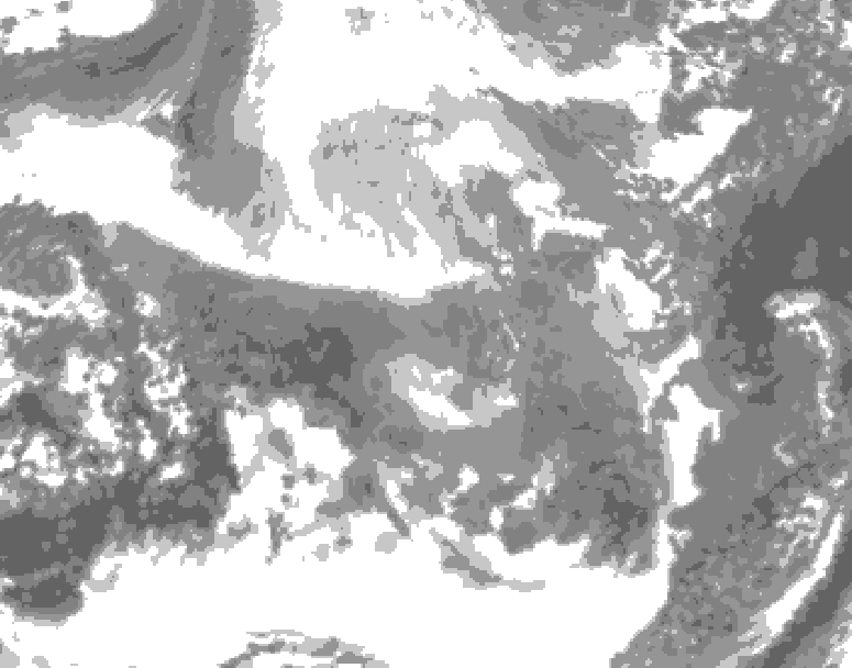 GDPS total cloud 084 hour forecast chart for Canada based on 2025/12/12 1200Z data