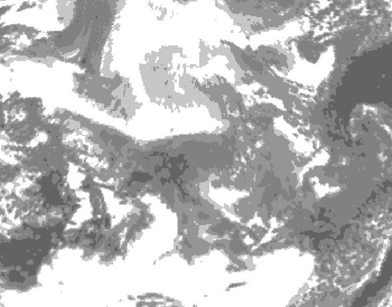 GDPS total cloud 090 hour forecast chart for Canada based on 2025/12/12 1200Z data