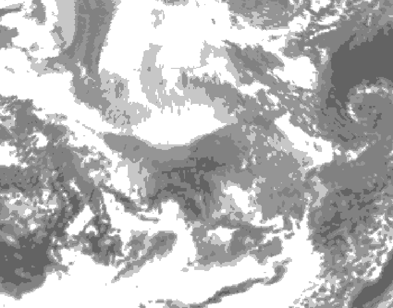 GDPS total cloud 096 hour forecast chart for Canada based on 2025/12/12 1200Z data