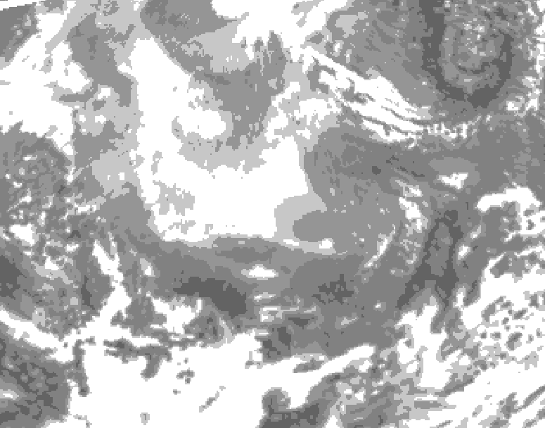 GDPS total cloud 126 hour forecast chart for Canada based on 2025/12/12 1200Z data