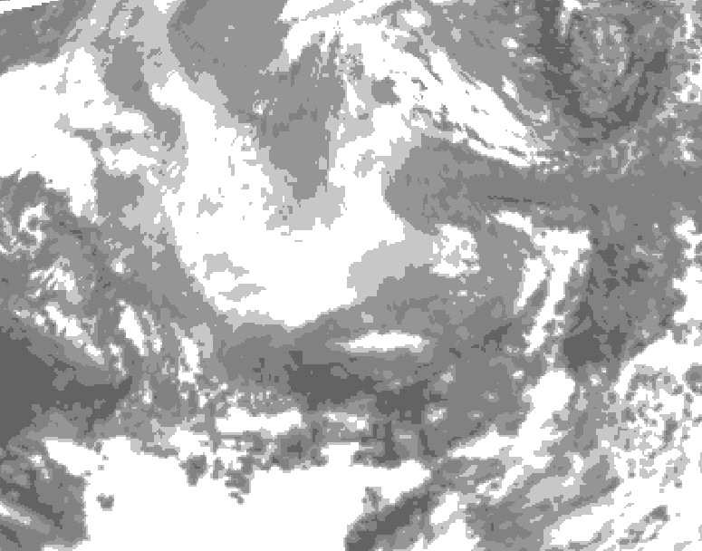 GDPS total cloud 132 hour forecast chart for Canada based on 2025/12/12 1200Z data