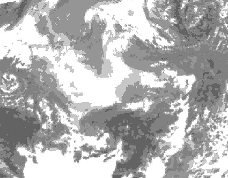 GDPS total cloud 138 hour forecast chart for Canada based on 2025/12/12 1200Z data