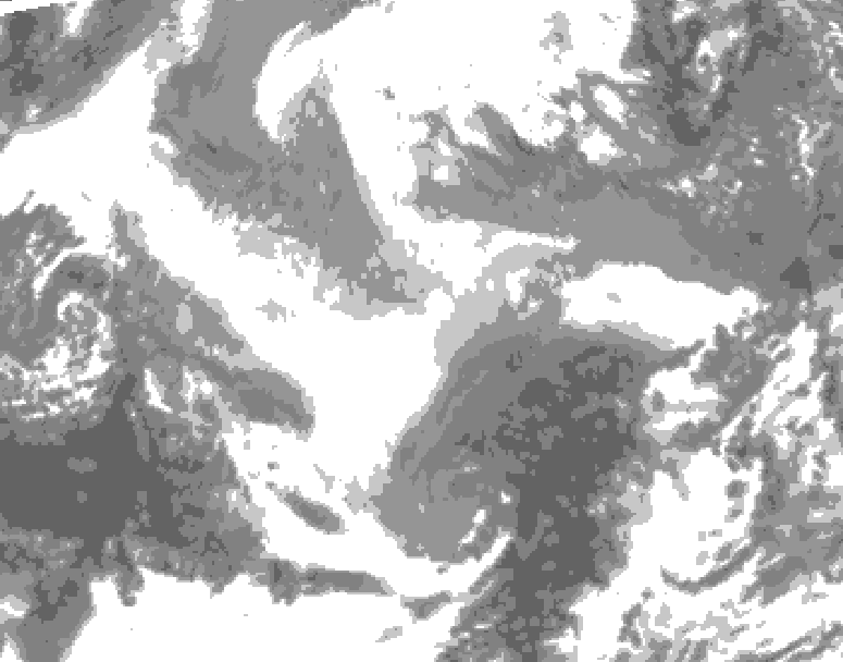 GDPS total cloud 150 hour forecast chart for Canada based on 2025/12/12 1200Z data
