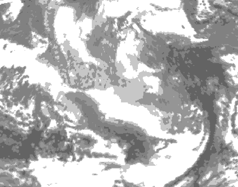GDPS total cloud 180 hour forecast chart for Canada based on 2025/12/12 1200Z data