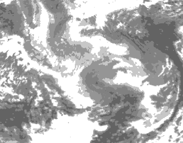 GDPS total cloud 198 hour forecast chart for Canada based on 2025/12/12 1200Z data