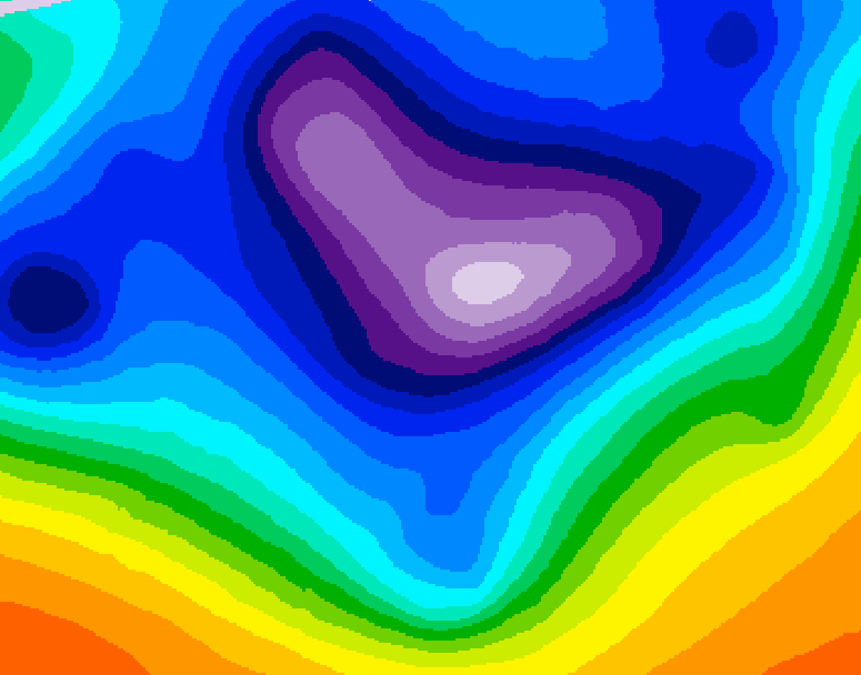 GDPS 500 millibar geopotential height 138 hour forecast chart for Canada based on 2025/12/13 0000Z data