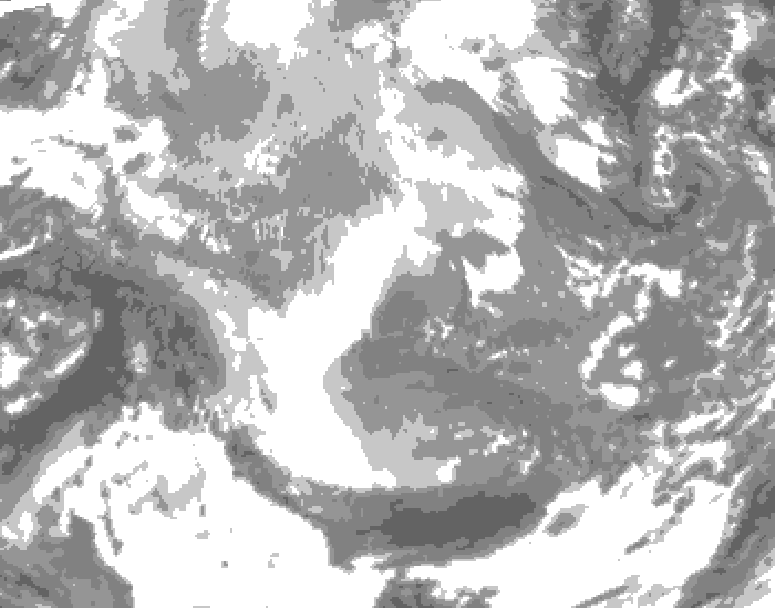 GDPS total cloud 018 hour forecast chart for Canada based on 2025/12/13 0000Z data