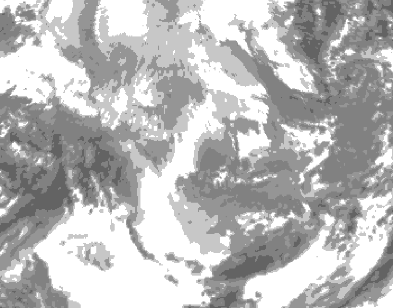 GDPS total cloud 024 hour forecast chart for Canada based on 2025/12/13 0000Z data