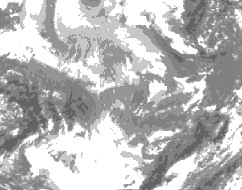 GDPS total cloud 030 hour forecast chart for Canada based on 2025/12/13 0000Z data