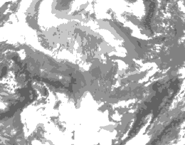GDPS total cloud 036 hour forecast chart for Canada based on 2025/12/13 0000Z data