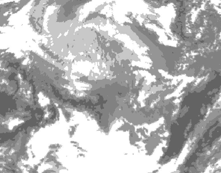 GDPS total cloud 042 hour forecast chart for Canada based on 2025/12/13 0000Z data