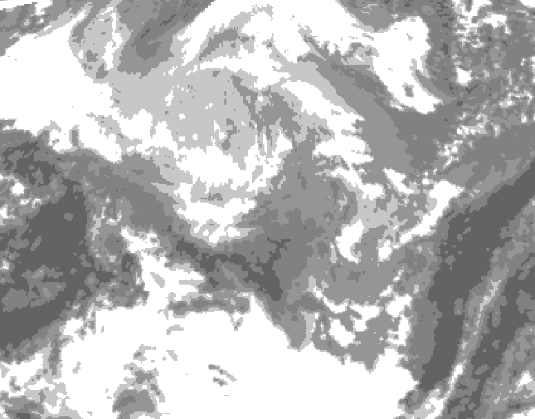 GDPS total cloud 048 hour forecast chart for Canada based on 2025/12/13 0000Z data
