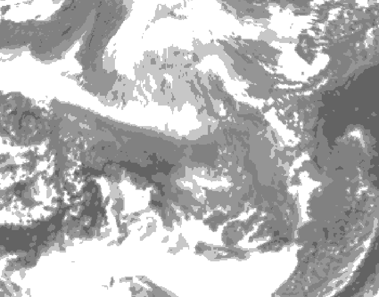GDPS total cloud 072 hour forecast chart for Canada based on 2025/12/13 0000Z data