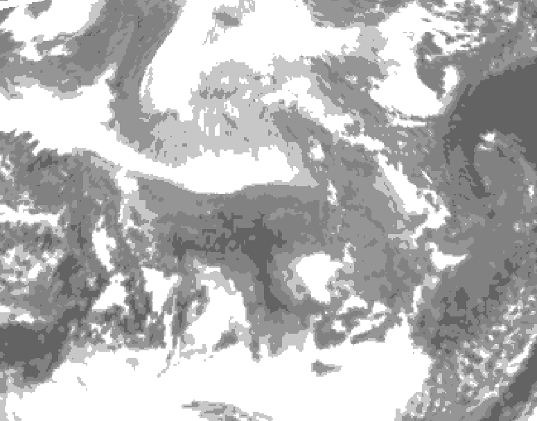 GDPS total cloud 078 hour forecast chart for Canada based on 2025/12/13 0000Z data