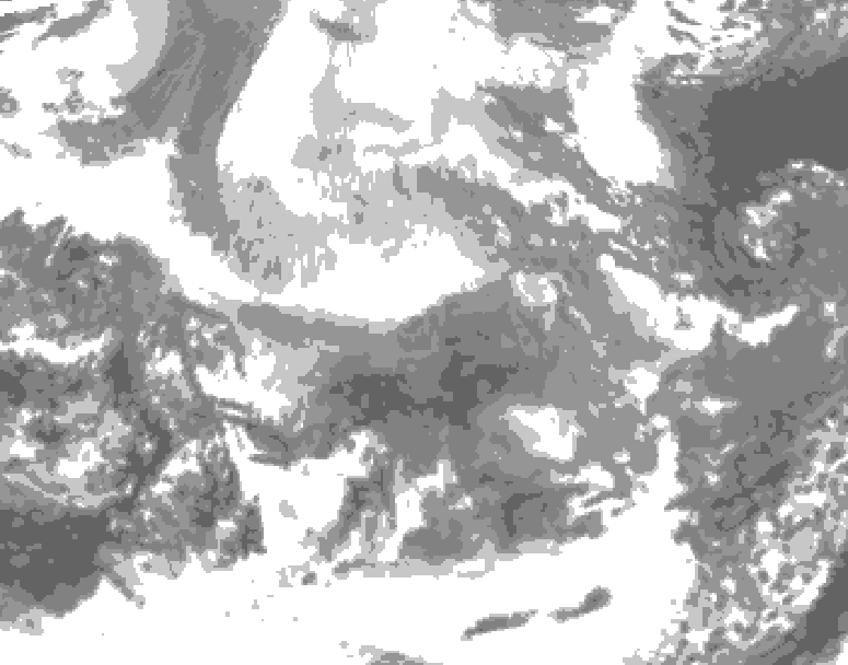 GDPS total cloud 084 hour forecast chart for Canada based on 2025/12/13 0000Z data