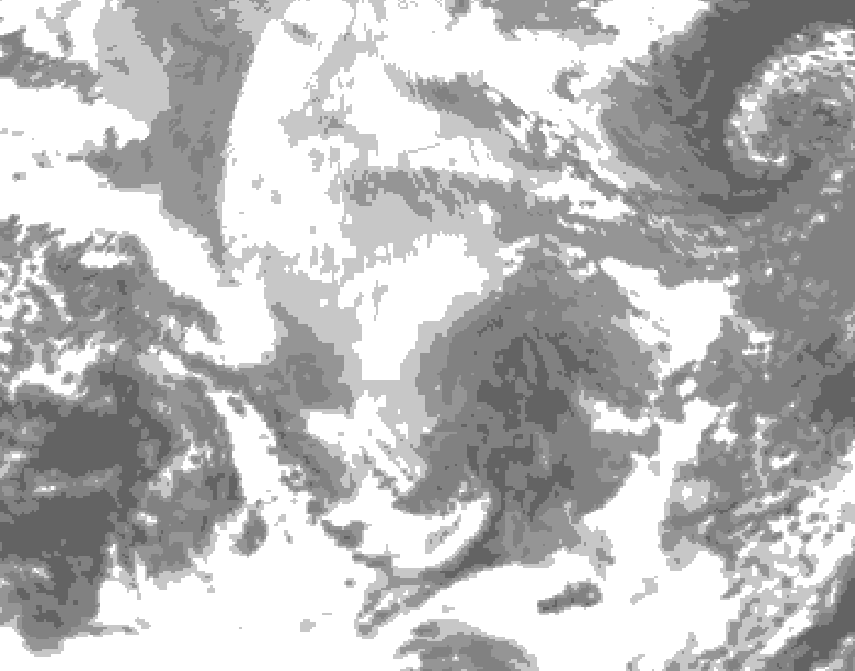GDPS total cloud 096 hour forecast chart for Canada based on 2025/12/13 0000Z data