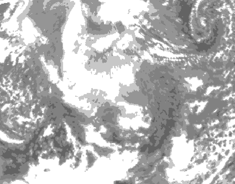 GDPS total cloud 108 hour forecast chart for Canada based on 2025/12/13 0000Z data