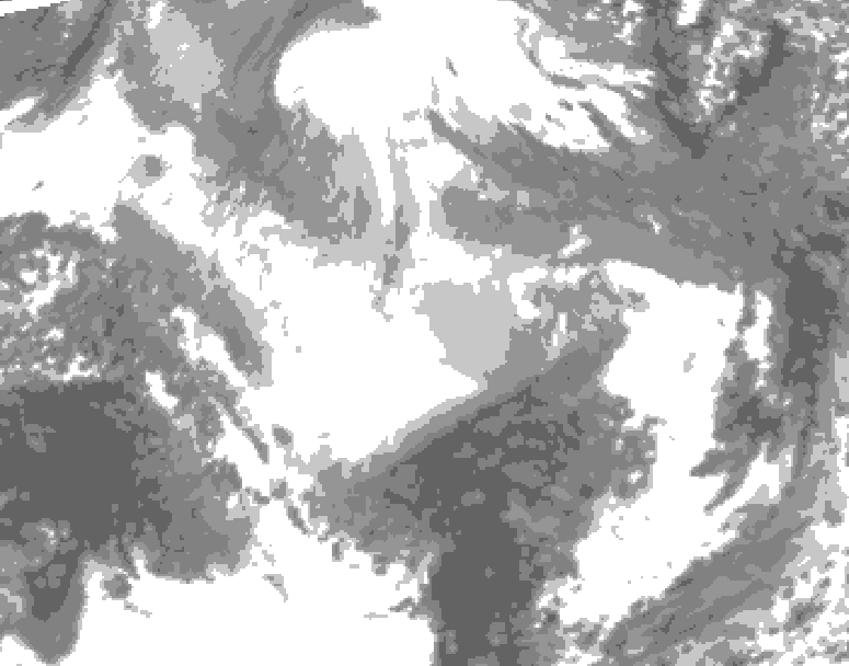 GDPS total cloud 132 hour forecast chart for Canada based on 2025/12/13 0000Z data