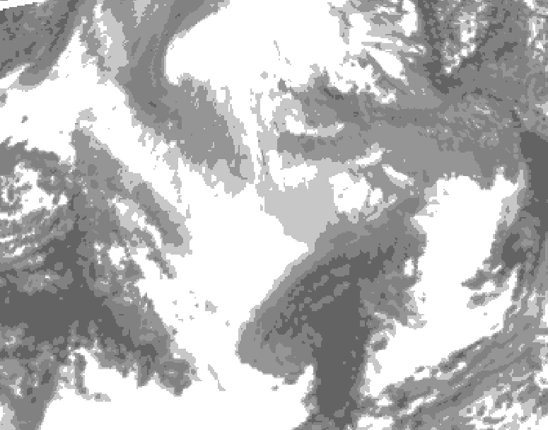 GDPS total cloud 138 hour forecast chart for Canada based on 2025/12/13 0000Z data